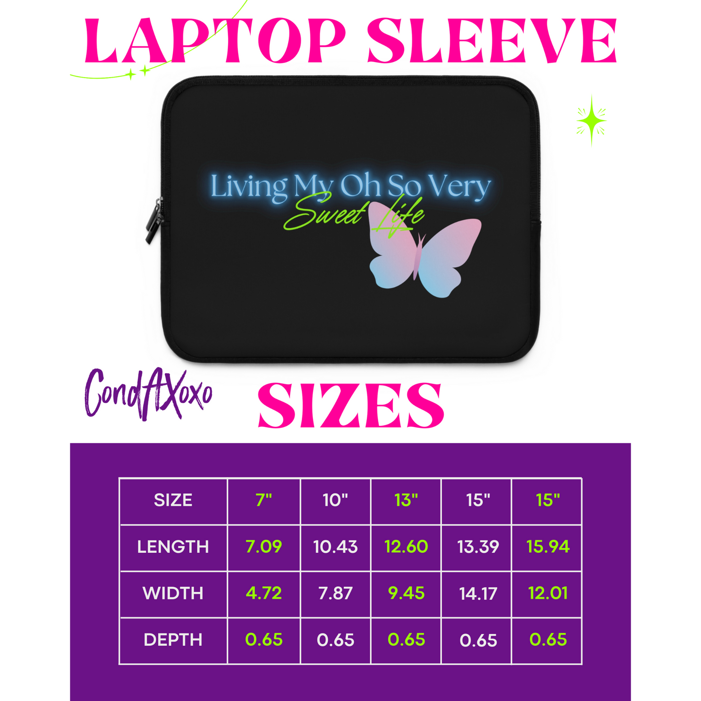 Living My Oh So Very Sweet Life Laptop Sleeve Xoxo Market