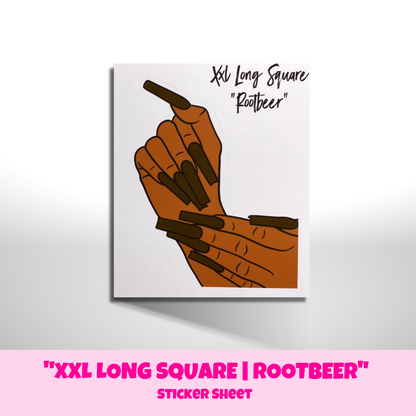 XXL Square "Rootbeer" Nails | Large Sticker Sheet B