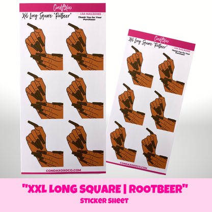 XXL Square "Rootbeer" Nails | Large Sticker Sheet A