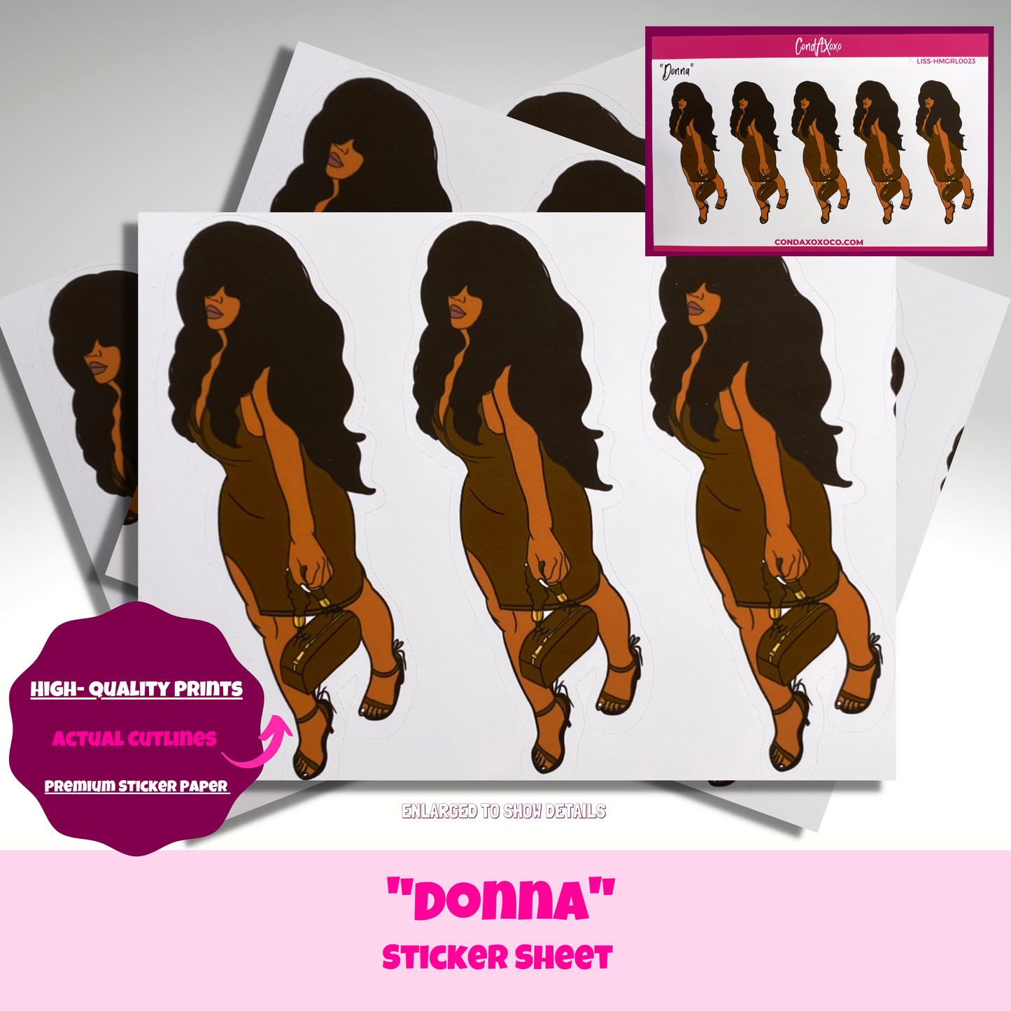 "DONNA" Large Icon Sticker Sheet