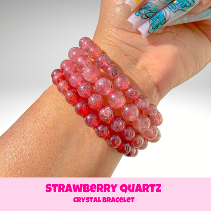 Strawberry Quartz Crystal Bracelet