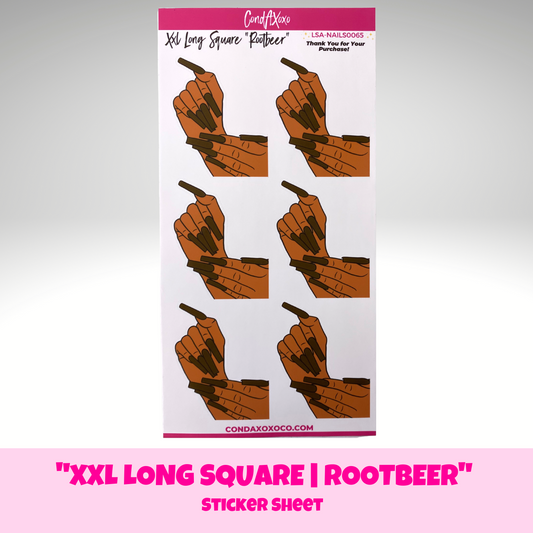 XXL Square "Rootbeer" Nails | Large Sticker Sheet A