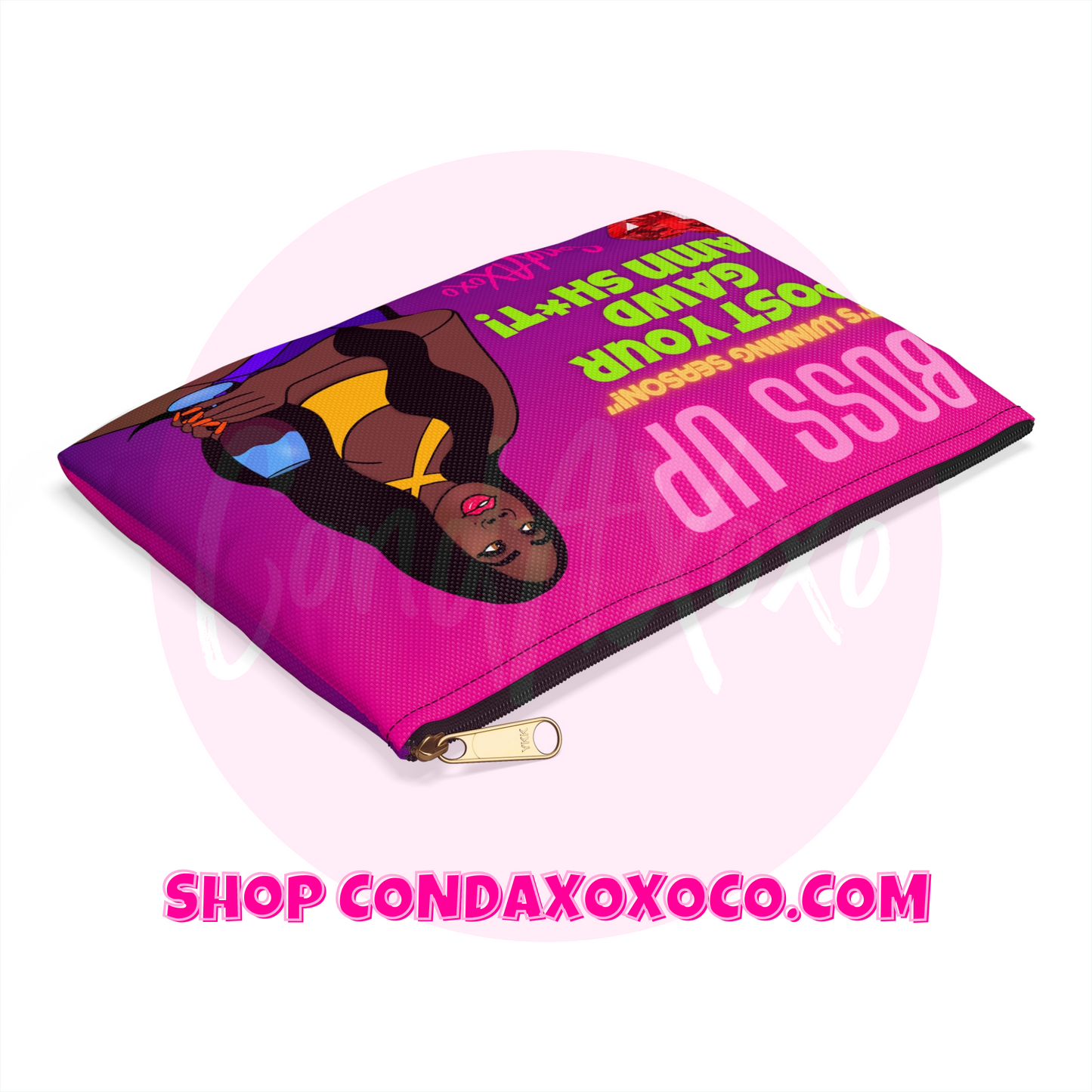 "Post Your Gawd Damn Sh*t" & "Boss Up" Affirmation (2 in 1 Design) Accessory Pouch | Xoxo Market