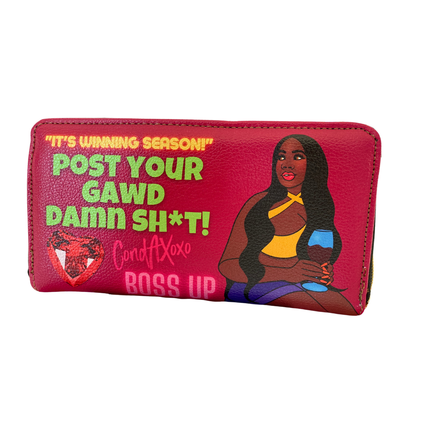 "Post Your Gawd Damn Sh*t!" Raspberry Zipper Wallet