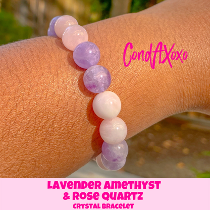 Lavender Amethyst & Rose Quartz Crystal Bracelet